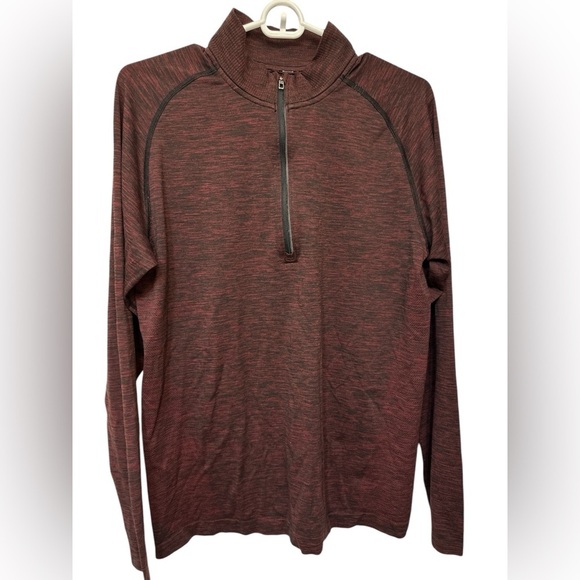 Lululemon Performance Long Sleeve Red Black Stretch 1/4 Zip Pull Over Top - Picture 1 of 6